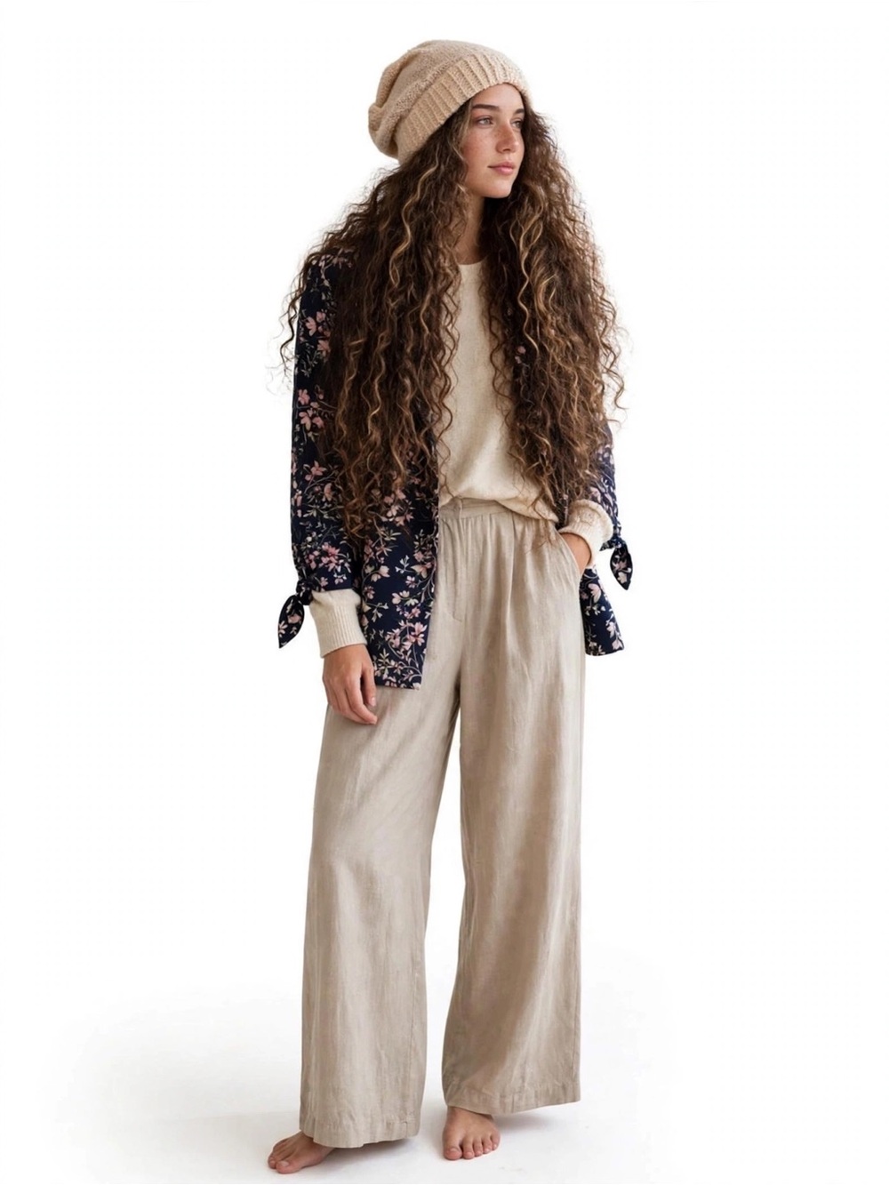 Rachel Roy XL Lined Floral Tie-Sleeve Black Floral Blazer Garden Party Boho Chic